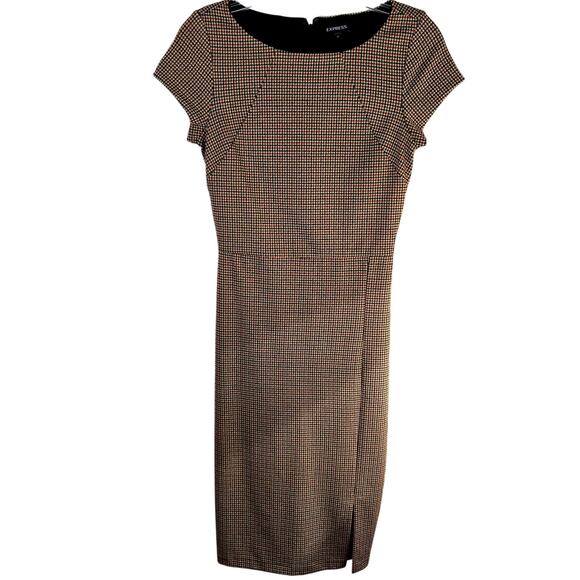 Express Women's Dress XS Extra Small Brown Checked Sleeveless Misses Size 0 2 - Picture 1 of 6